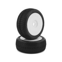 Raw Speed Pre-Mounted - Villain 1/8 Buggy Tire - Soft with Black Insert on White Wheels - RS180105SBW