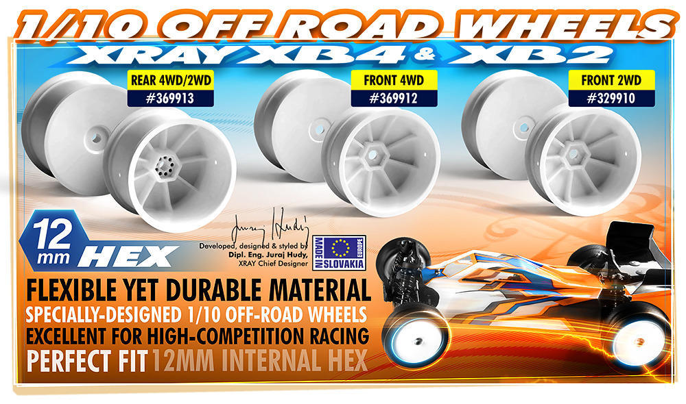 XRAY XB4 FRONT WHEELS AERODISK 12MM HEX WHITE 2PCS XY369912