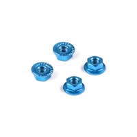 ALU NUT M4 WITH SERRATED FLANGE - BLUE (4)