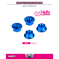 HUDY TITANIUM NUT M4 WITH SERRATED FLANGE - BLUE (4)