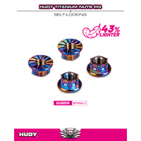 HUDY TITANIUM NUT M4 WITH SERRATED FLANGE - RAINBOW COLOR (4)