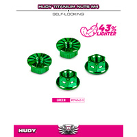 HUDY TITANIUM NUT M4 WITH SERRATED FLANGE - GREEN (4)