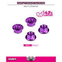 HUDY TITANIUM NUT M4 WITH SERRATED FLANGE - VIOLET (4)