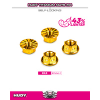HUDY TITANIUM NUT M4 WITH SERRATED FLANGE - GOLD (4)