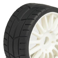 HOBBYTECH Challenge 1 / 8 Pre glued RALLY Tyres on white wheels - HT-452